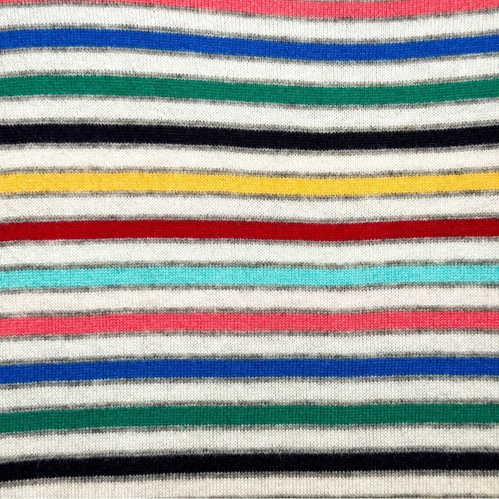 Talbots Striped Boat Neck Sweater Large Multicolor Lambswool Rainbow Preppy Soft - Picture 4 of 5